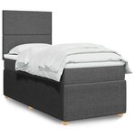 vidaXL Sommier à lattes de lit avec matelas Gris foncé 90x200 cm Tissu