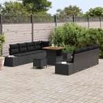 vidaXL Ensemble de canapé de jardin 11 Pièces Noir Poly rotin