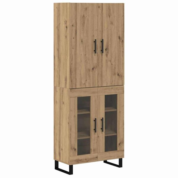 vidaXL Haut Armoire 2 Pièces Chêne artisanal Bois Aggloméré et Verre
