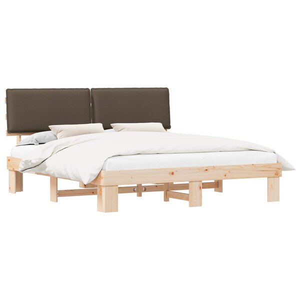 vidaXL Cadre de lit avec tête de lit rembourrée Taupe 200 x 200 cm