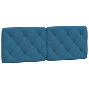 vidaXL Coussin de tête de lit bleu 140 cm velours