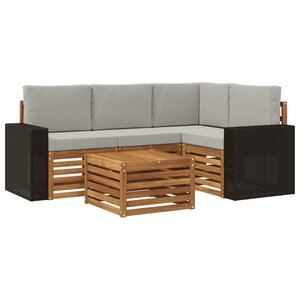 vidaXL Ensemble de canapés d'extérieur 5 pc Naturel et gris clair