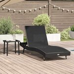 vidaXL Transat avec Table 2 Pièces Noir 40 x 40 x 40.5 cm polyrotin