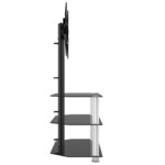 vidaXL Meuble TV d'angle 3 niveaux pour 32-70 pouces noir et argenté