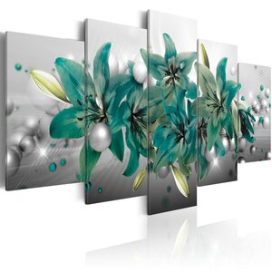 Tableau - turquoise bouquet l x h en cm 100x50