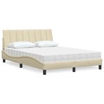 vidaXL Lit avec matelas Hanko crème 140x190 cm tissu