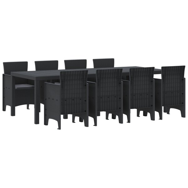 vidaXL Ensemble de salle à manger de jardin 9 pièces avec coussins anthracite en poly rotin