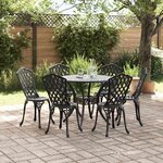 vidaXL Ensemble de salle à manger pour jardin 7 Pièces Noir Aluminium