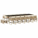 vidaXL Ensemble à manger de jardin et coussins 17 Pièces beige