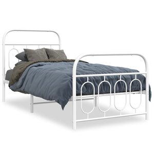 vidaXL Cadre de lit métal sans matelas avec pied de lit blanc 90x200cm