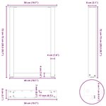 vidaXL Pieds de table à manger en U 2 pièces Acier naturel 50 x (72-73) cm Acier