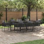 vidaXL Ensemble de salle à manger pour jardin 9 Pièces Noir Acier