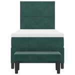 vidaXL Lit Box Spring avec Matelas & Banc Vert Foncé 90x190 cm en Velours