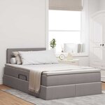 vidaXL Lit de rangement LED avec matelas Taupe 120 x 200 cm Tissu