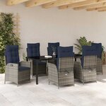 vidaXL Ensemble de salle à manger pour jardin 7 Pièces Gris et Noir Rotin