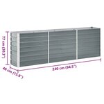 vidaXL Lit surélevé de jardin Acier galvanisé 240x40x77 cm Gris