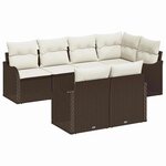 vidaXL Ensemble de canapé de jardin 7 Pièces Marron Poly rotin