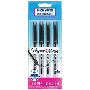 Etui de 4 stylos à bille jiffy encre gel pointe moyenne noir paper mate