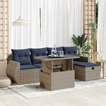 vidaXL Salon de jardin avec coussins 6Pièces gris résine tressée acacia