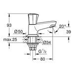 GROHE Mitigeur lavabo monocommande Costa 20404001 - Bec coulé fixe - Isolation thermique - Chrome - Taille L