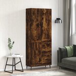 vidaXL Buffet haut Chêne fumé 69 5x34x180 cm Bois d'ingénierie