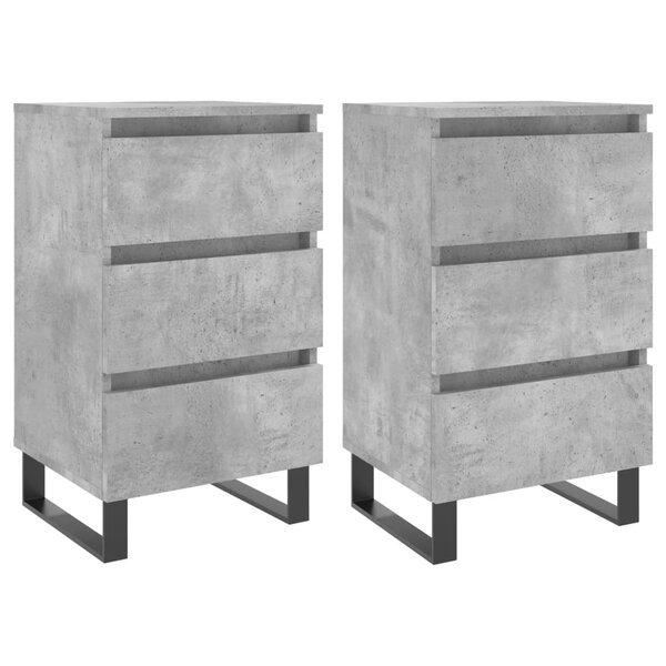 vidaXL Tables de chevet 2 Pièces gris béton 40x35x69 cm bois d’ingénierie