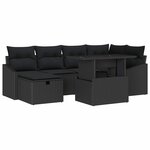 vidaXL Ensemble de canapé de jardin 7 Pièces Noir polyrotin