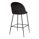 2 chaises de bar en velours noir avec pieds noirs
