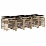 vidaXL Ensemble à manger de jardin et coussins 11 Pièces beige poly rotin