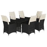 vidaXL Ensemble à manger de jardin coussins 7 Pièces noir résine tressée
