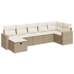 vidaXL Salon de jardin avec coussins 7 Pièces beige résine tressée