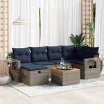vidaXL Salon de jardin avec coussins 7 Pièces gris résine tressée