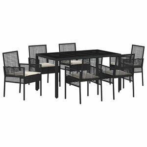 vidaXL Ensemble de salle à manger pour jardin 7 Pièces Noir polyrotin