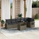 vidaXL Salon de jardin avec coussins 7 Pièces gris résine tressée
