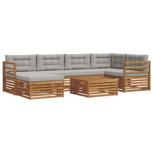 vidaXL Ensemble de canapés d'extérieur 7 pc Gris Naturel et Clair
