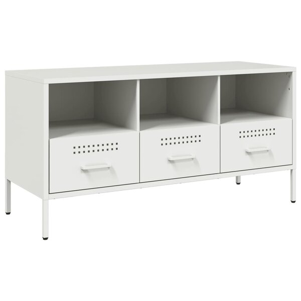 vidaXL Meuble TV blanc 100 5x39x50 5 cm acier