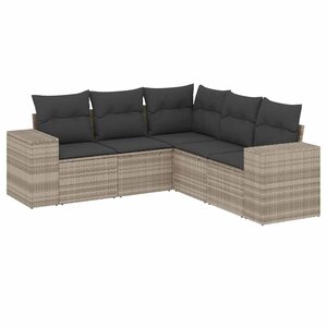 vidaXL Salon de jardin 5 Pièces avec coussins gris clair résine tressée