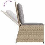 vidaXL Banc inclinable de jardin avec coussins beige résine tressée