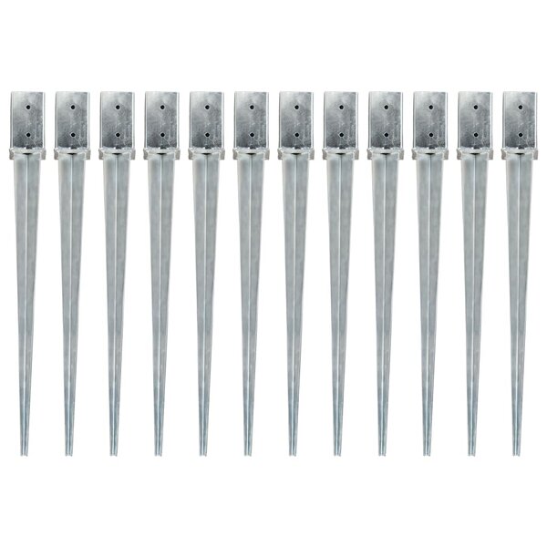 vidaXL Piquets au sol 12 Pièces Argenté 8x8x91 cm Acier galvanisé
