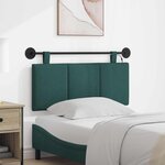 vidaXL Tête de lit suspendue Avec lumière LED Vert foncé Tissu