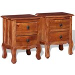 vidaXL Tables de chevet avec tiroirs 2 Pièces Bois d'acacia massif