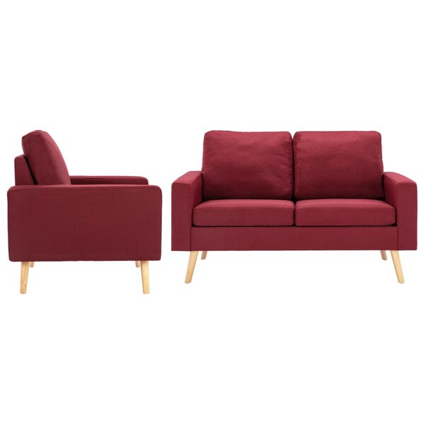 vidaXL Ensemble de canapés 2 Pièces Tissu Rouge bordeaux