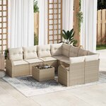 vidaXL Ensemble de canapé de jardin 9 Pièces Beige 55 x 55 x 37 cm