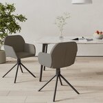 vidaXL Chaises pivotantes à manger lot de 2 Gris foncé Velours