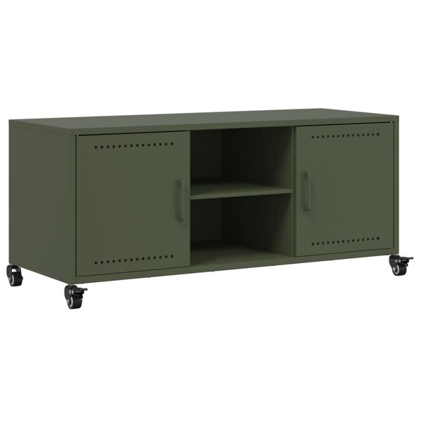 vidaXL Meuble TV vert olive 100 5x39x43 5 cm acier