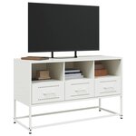 vidaXL Meuble TV blanc 100 5x39x60 5 cm acier