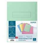 Paquet de 50 chemises imprimées 2 rabats SUPER 210 - 24x32cm Couleurs assorties x 5 EXACOMPTA