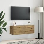 vidaXL Meuble mural Montage mural chêne artisanal 100 x 36.5 x 35 cm