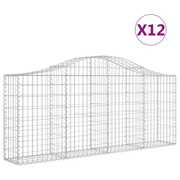 vidaXL Paniers à gabions arqués 12 Pièces 200x30x80/100 cm Fer galvanisé