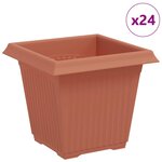 vidaXL Pot de Fleurs Carré 24 Pièces Rouge brique 16 x 16 x 14 cm